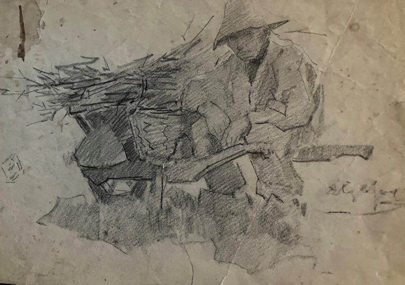 Anton de Jong dutch painter: sketch  SIGNED