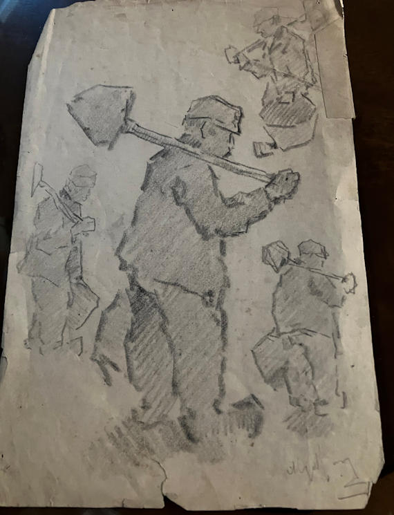 Anton de Jong dutch painter: sketch - signed