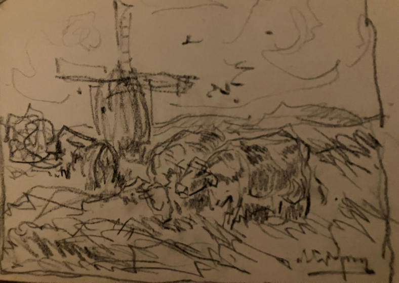 Anton de Jong dutch painter: sketch - signed