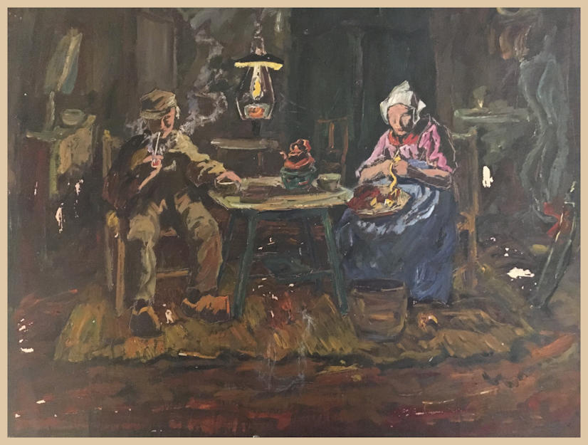 Anton dejong dutch painter: Man and woman at table